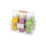 Koszyczek serwisowy metalowy biały z tabliczką 21x14x9,5cm