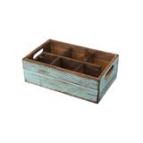 Pojemnik drewniany z 6 przegródkami, turkusowy