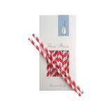 Słomki Rurki cocktailowe Jumbo, papierowe, wzór biało-czerwone paski