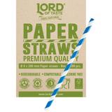 Słomki Rurki cocktailowe Jumbo papierowe 8x200mm, biało-niebieskie paski (100szt.)