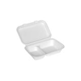 Menu Box z trzciny cukrowej, dwudzielny, 250x160x70mm, biały, op.50 sztuk