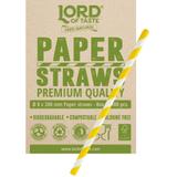 Słomki Rurki cocktailowe Jumbo papierowe 8x200mm, biało-żółte paski (100szt.)