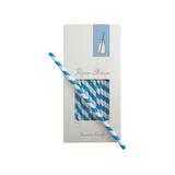 Słomki Rurki cocktailowe Jumbo papierowe, wzór biało-niebieskie paski