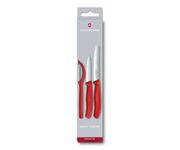 Zestaw - 2x nóż plus obieraczka (peeler) Victorinox, kolor czerwony