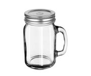 Słoik z uchem Drinking Jar z nakrętką z dziurką Economy Line 473ml