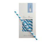 Słomki Rurki cocktailowe Jumbo papierowe, wzór biało-niebieskie paski