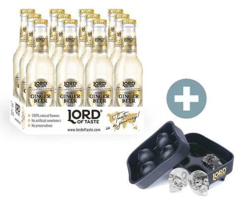 Lord of Taste, zestaw promocyjny - 12x Premium Ginger Beer (piwo imbirowe) + 1 szt. Forma do lodu czaszka GRATIS