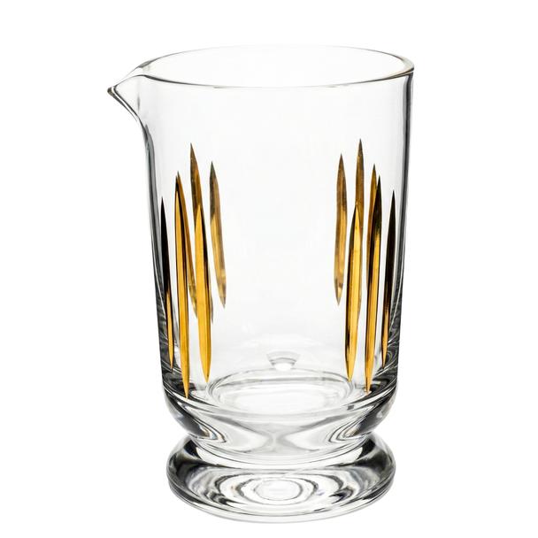 Szklanica barmańska na stopie Infinity 650ml z lejkiem, złote zdobienie