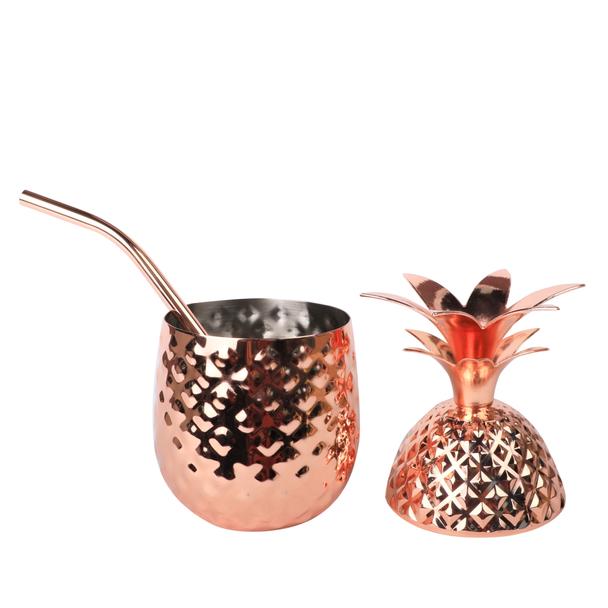 Tiki Mug Pineapple 455ml z rurką, stal nierdzewna, pokryty miedzią-Ananas