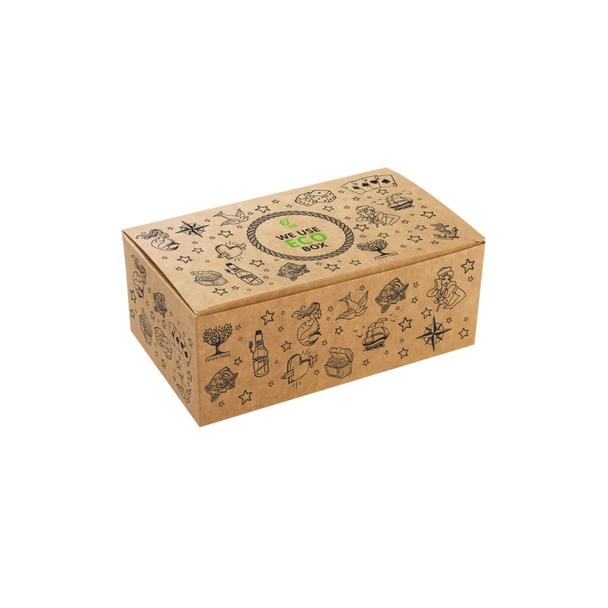 Pudełko kurczak duży z nadrukiem Tattoo 220x120x75mm, karton biało-brązowy, op.100 sztuk