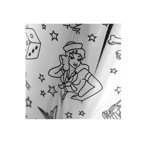 Shaker 2-częściowy Tin-Tin 700ml, obciążony, stal nierdzewna, wzór Tattoo