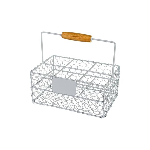 Koszyczek serwisowy metalowy biały z tabliczką 21x14x9,5cm