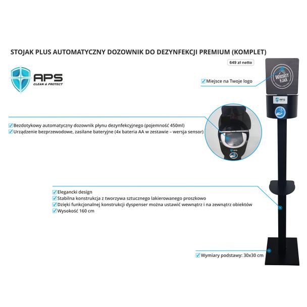 Stojak plus automatyczny dozownik do dezynfekcji PREMIUM (komplet)
