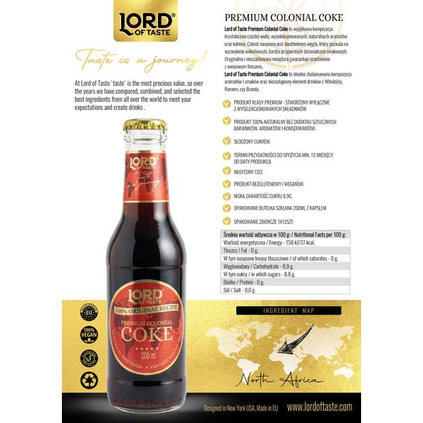 Lord of Taste, Premium Colonial Coke (Cola), napój butelka 200ml
