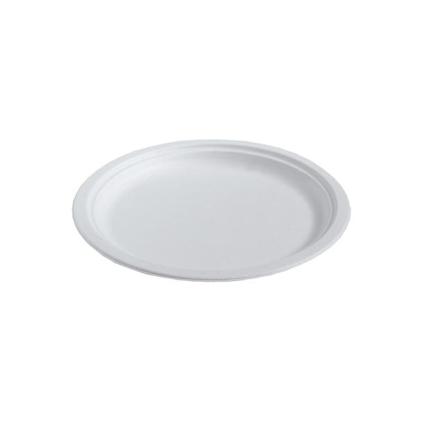 Talerz z trzciny cukrowej, okrągły, średnica 26cm, biały, op.50 sztuk