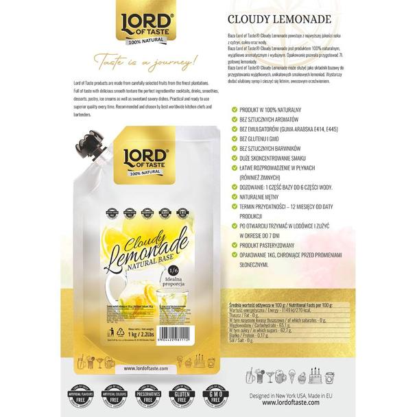 Syrop Lord of Taste baza lemoniadowa Cloudy Lemonade 1kg.