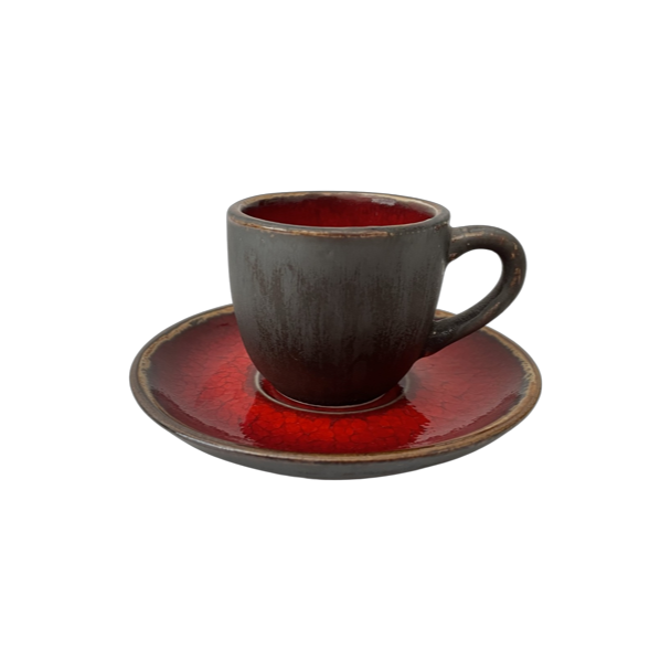 Filiżanka 100ml Bel Kera plus spodek 11 cm, kolor rubin