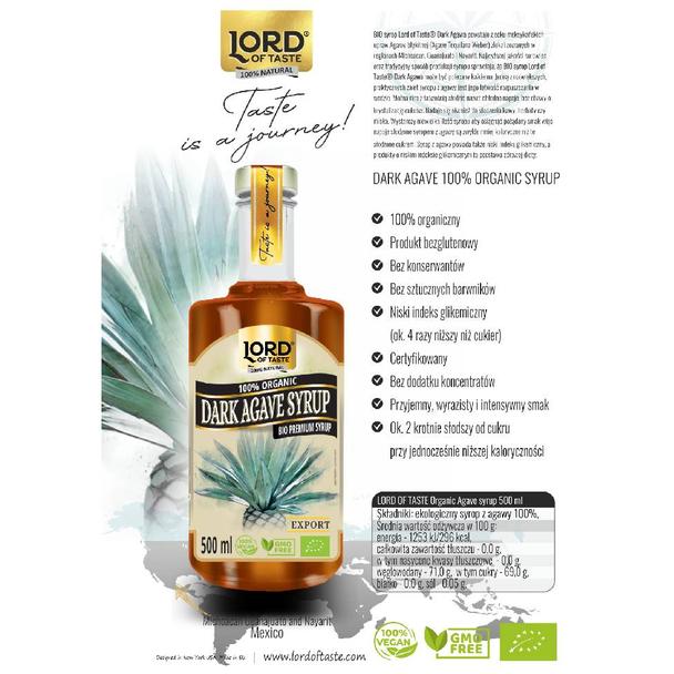 Syrop z Agawy DARK Premium BIO Lord of Taste 500ml (Agawa)