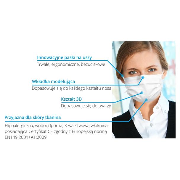 Maseczka ochronna 3-warstwowa (10szt.) APS Clean & Protect