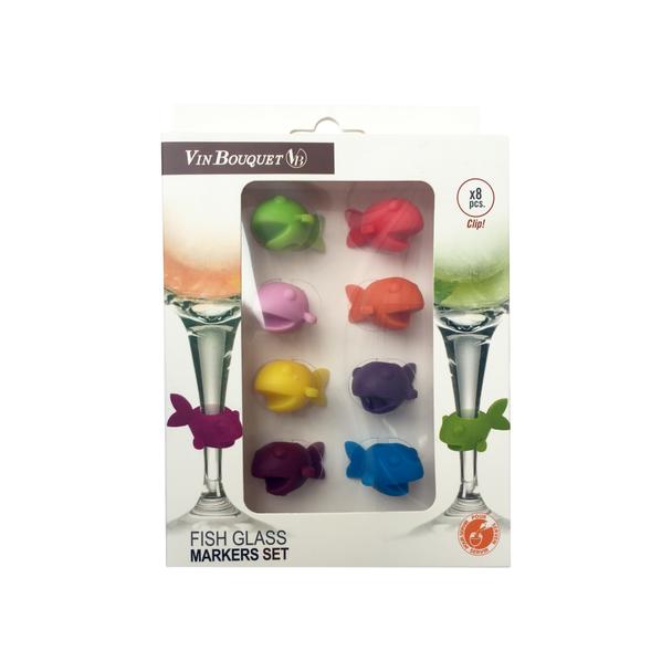 Kolorowa dekoracja-rybki do oznakowania kieliszków 8szt