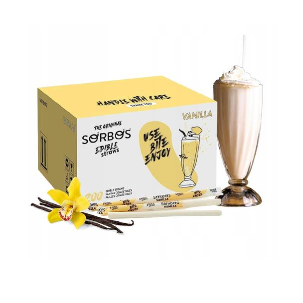 Słomki jadalne o smaku wanilii SORBOS, 200szt.
