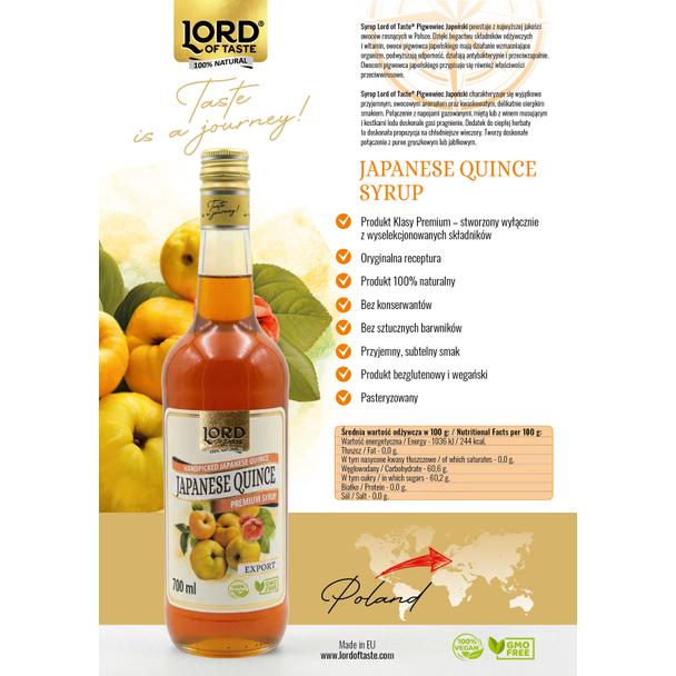 Syrop z Owoców Pigwowca Japońskiego Premium Lord of Taste 700ml