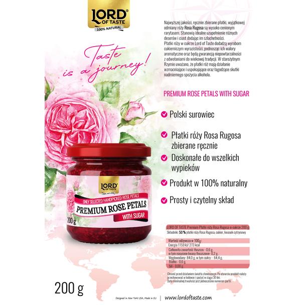 Płatki róży w cukrze Lord of Taste, słoik szklany 200g