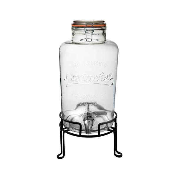 Stojak na słój z kranikiem 8,5L, metalowy, czarny, 14cm