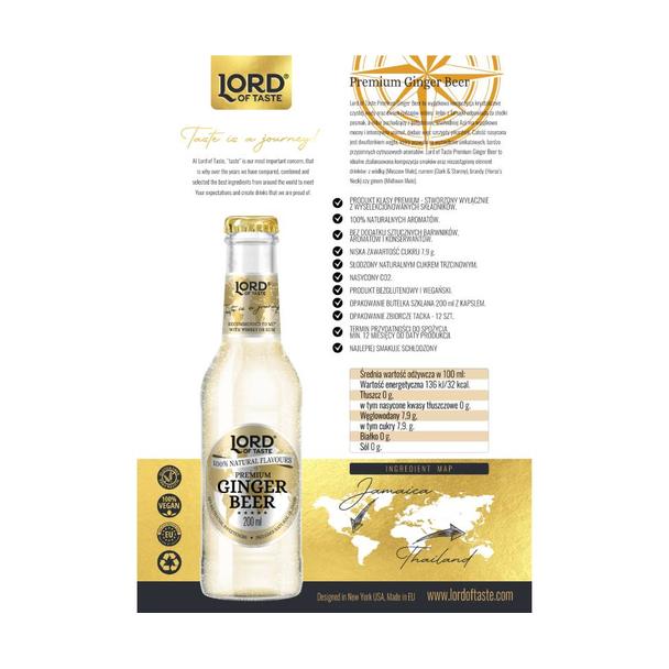 Lord of Taste, Premium Ginger Beer (piwo imbirowe), napój butelka 200ml