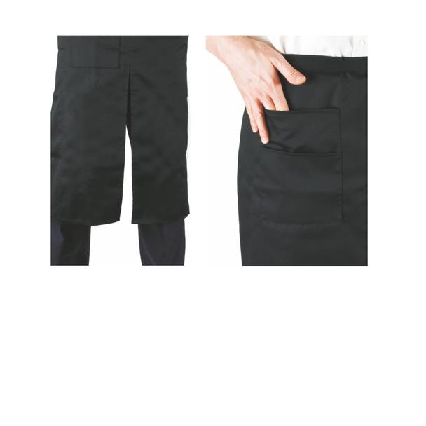 Zapaska kelnerska (fartuch) z rozcięciem oraz kieszonką 100x80cm, czarna