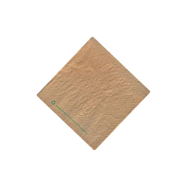 Serwetki cocktailowe ECO, 24x24cm, składane 1/4, brązowa (kraft) - 100% materiał z recyklingu, 400szt