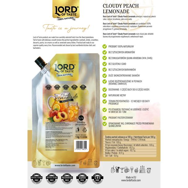 Syrop Lord of Taste baza lemoniadowa Cloudy Lemonade Brzoskwiniowa 1kg.