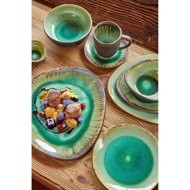 Talerz płytki 19cm KERA Delta, kolor szmaragd