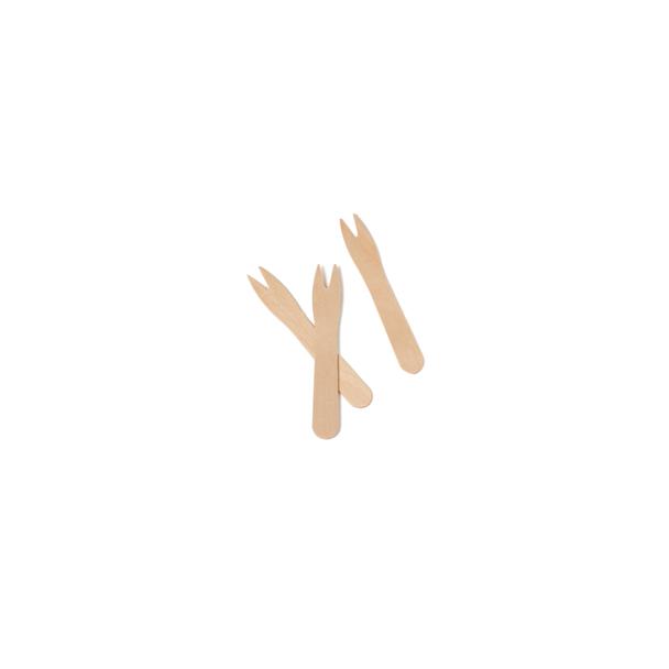 Widelczyk do frytek, owoców, przekąsek, drewniany, 8,5cm, op.1000 sztuk