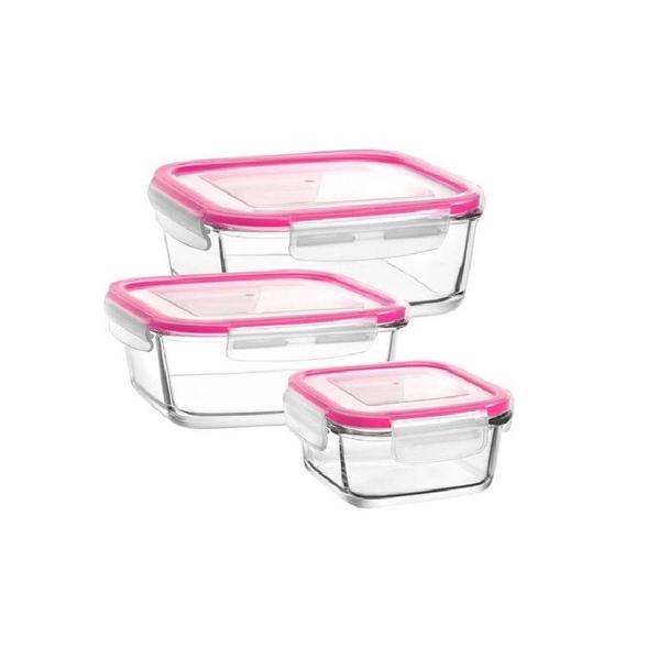Pojemniki do przechowywania żywności zamykane, szklane (zestaw 3 sztuk)