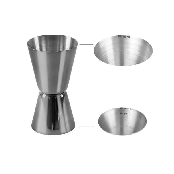 Miarka barowa (Jigger) 25/40ml (plus skala 20ml), stal nierdzewna, kolor czarny metalic (Gun Metal), polerowana