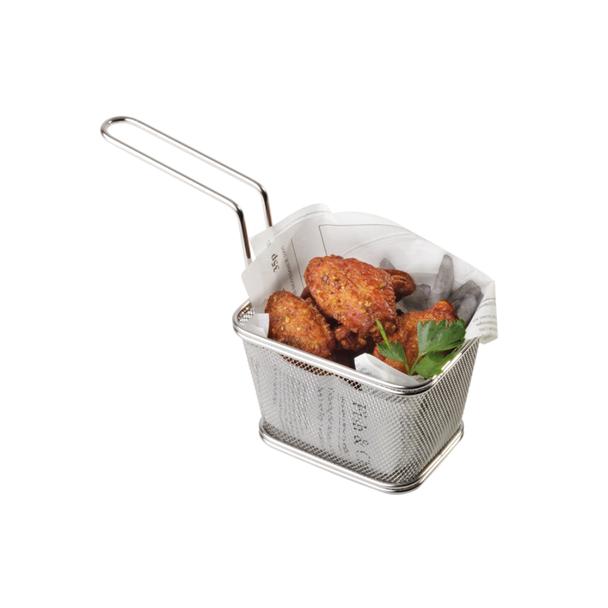 Koszyczek do serwowania potraw, prostokątny 13x10,5cm, stal nierdzewna