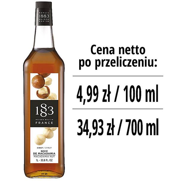 Syrop 1883 Routin Orzech Macadamia, szklana butelka 1L
