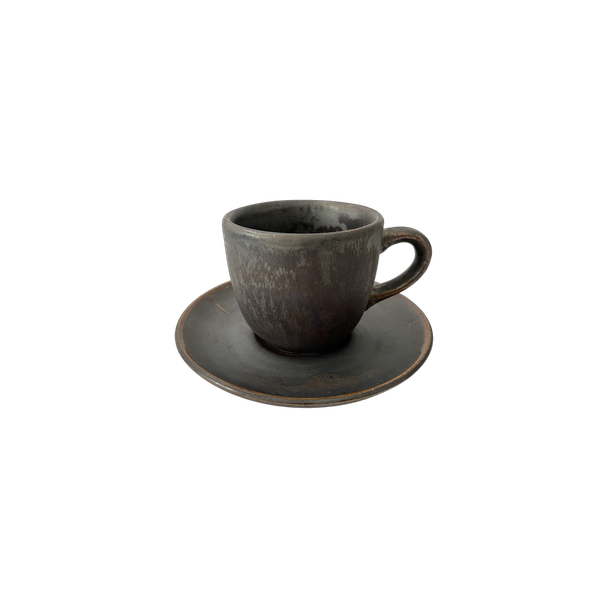 Filiżanka 100ml Bel Kera plus spodek 11 cm, kolor hematyt