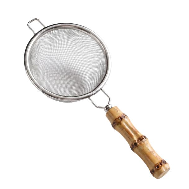 Sitko strainer do herbaty matcha, stal nierdzewna, rączka bambusowa