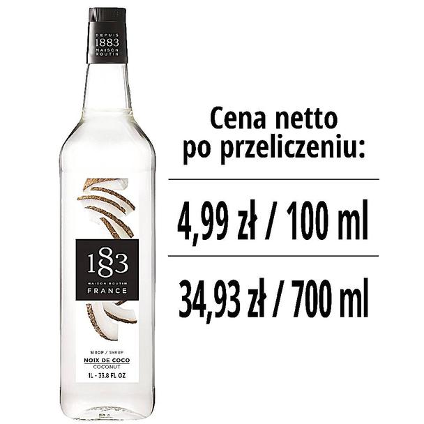 Syrop 1883 Routin Kokos, szklana butelka 1L