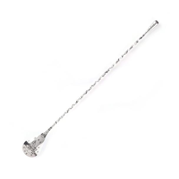 Łyżka barmańska Teardrop, stal nierdzewna, 30cm, wzór Tiki