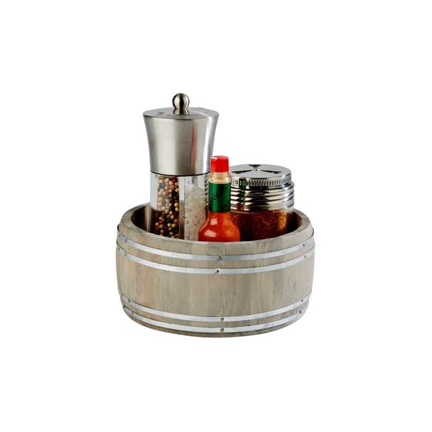 Beczułka na sztućce/przybory Country Style, drewniana, średnica: 17,5cm, wysokość: 8,5cm