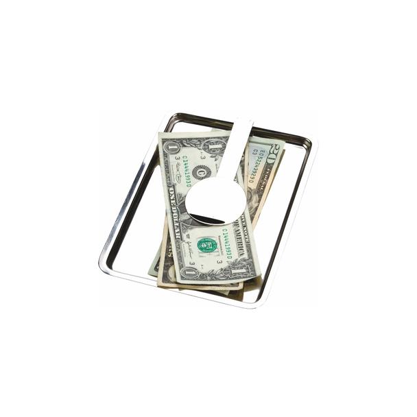 Tacka na napiwki stalowa z klipem, 18x13,5x1cm