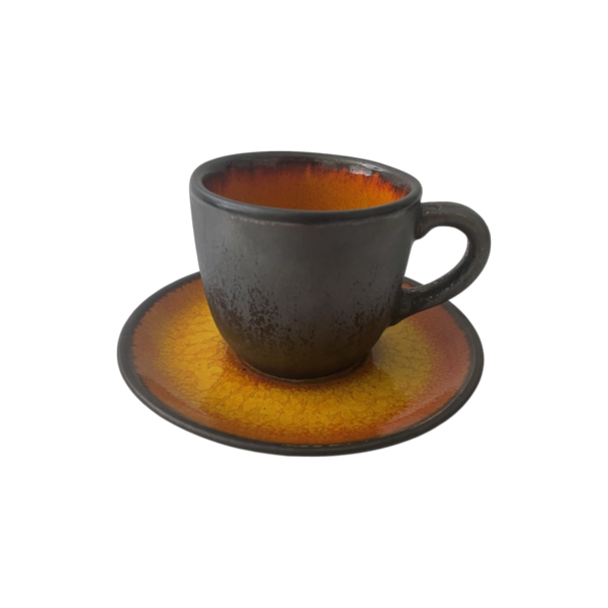 Filiżanka 200ml Bel Kera plus spodek 15 cm, kolor bursztyn