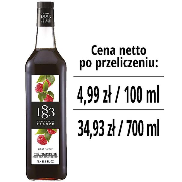 Syrop 1883 Routin Herbata Mrożona Malinowa, szklana butelka 1L