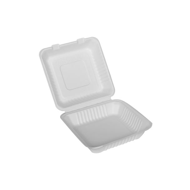 Menu Box z trzciny cukrowej duży, 230x230x75mm, biały, op.50 sztuk