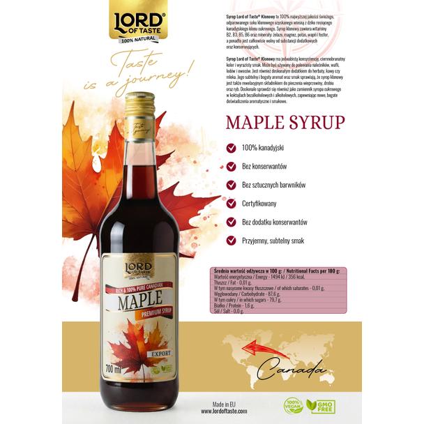 Syrop Klonowy Premium 100% Lord of Taste 700ml