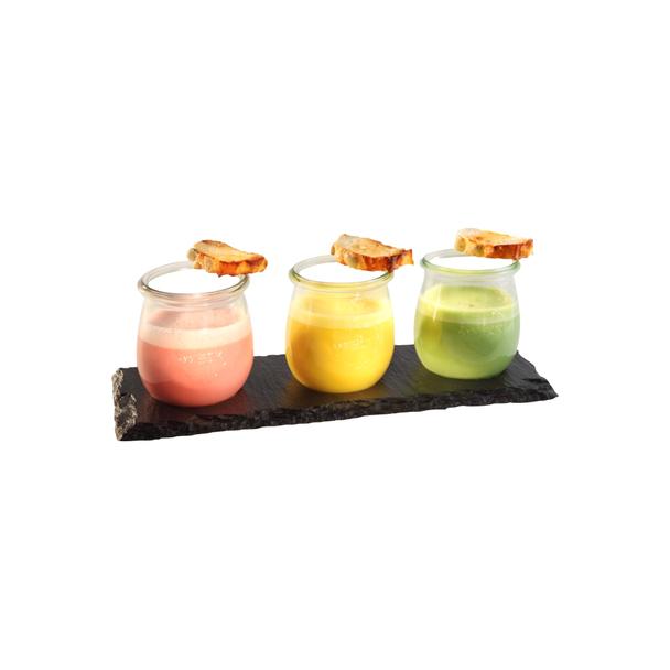 Taca, łupek naturalny z 3 wgłębieniami, 28x10cm