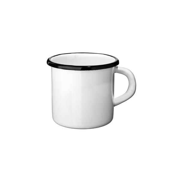 Kubek emaliowany biały z czarnym rantem 350ml